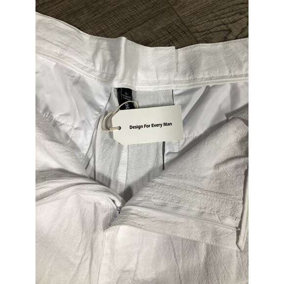 Ouku Mens White 100% Cotton Cargo Pants Size XL Summer Vibes Casual Beach NWT - Picture 4 of 11